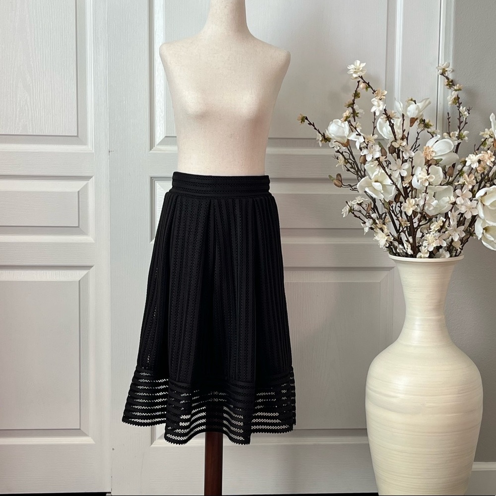 NWOT High Waist Knee Length Black Skirt